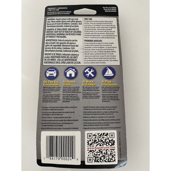 Rapid Fix UV Liquid Plastic Adhesive‎ With UV Lamp # 6121815 Auto New In Box - Picture 9 of 10